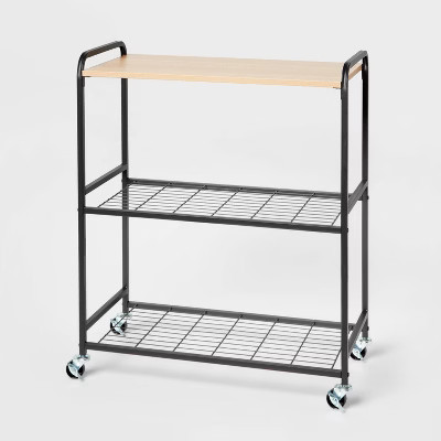 Storage Cart Black Metal with Natural Wood - Brightroom™ | Target