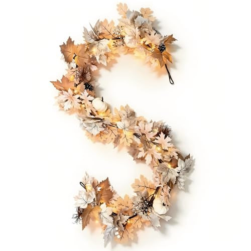 BUFANYU Fall Garland with Lights, 6Ft Thanksgiving Decorations for Home | Amazon (US)