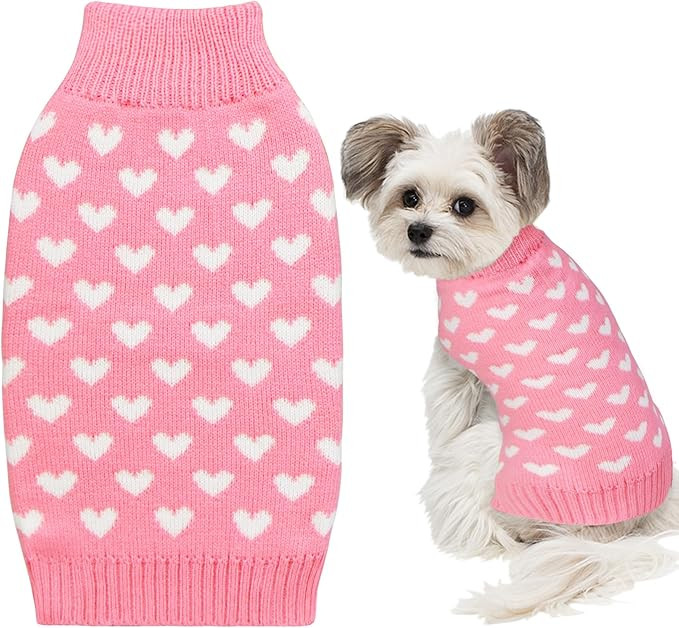 Valentines Dog Sweater, Dog Valentines Clothes Outfit Knitted Sweaters for Small Medium Large Dog... | Amazon (US)