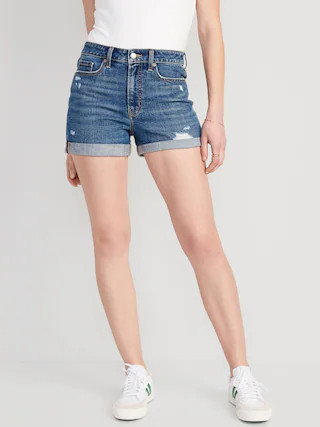 High-Waisted O.G. Straight Ripped Jean Shorts for Women -- 3-inch inseam | Old Navy (US)