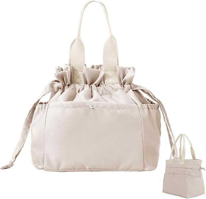 Lunch Bag for Women Reusable Drawstring Insulated Lunch Box Stain-Resistant Large Cinch Closure L... | Amazon (US)