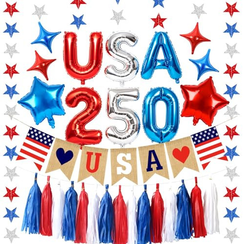 4th of July Decorations, Patriotic Party Fourth of July Decoration Memorial Independence Day Decorations Star Banner Garlands Red White Blue For July 4th Party Decor Supplies | Amazon (US)