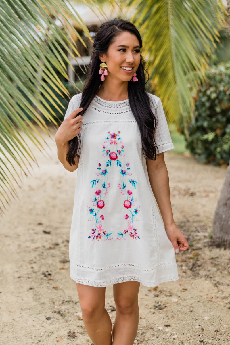 Edge Of Seasons White Dress | The Pink Lily Boutique