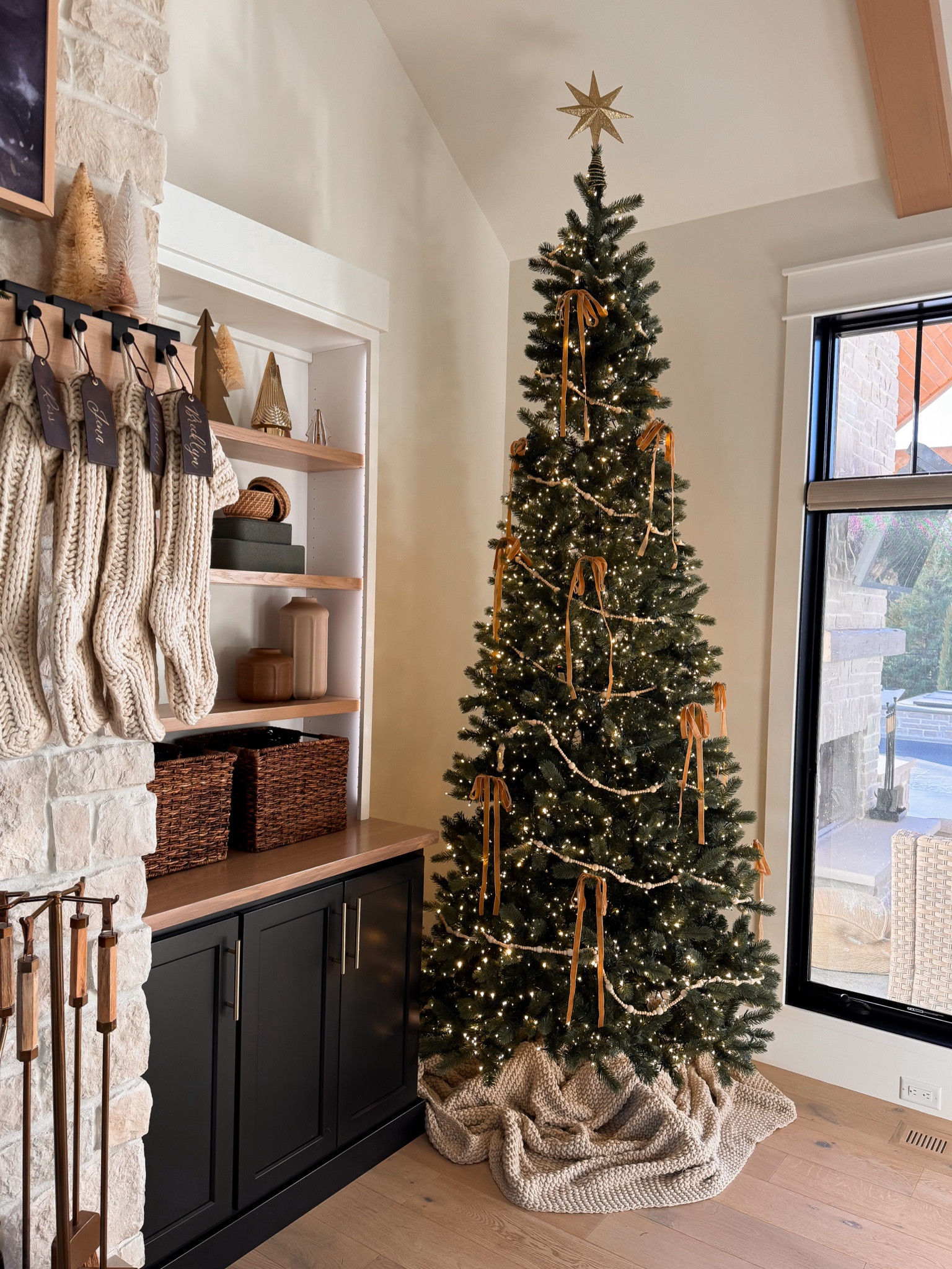 Twinkle lights added to tree | velvet bows 

#LTKSeasonal #LTKHoliday