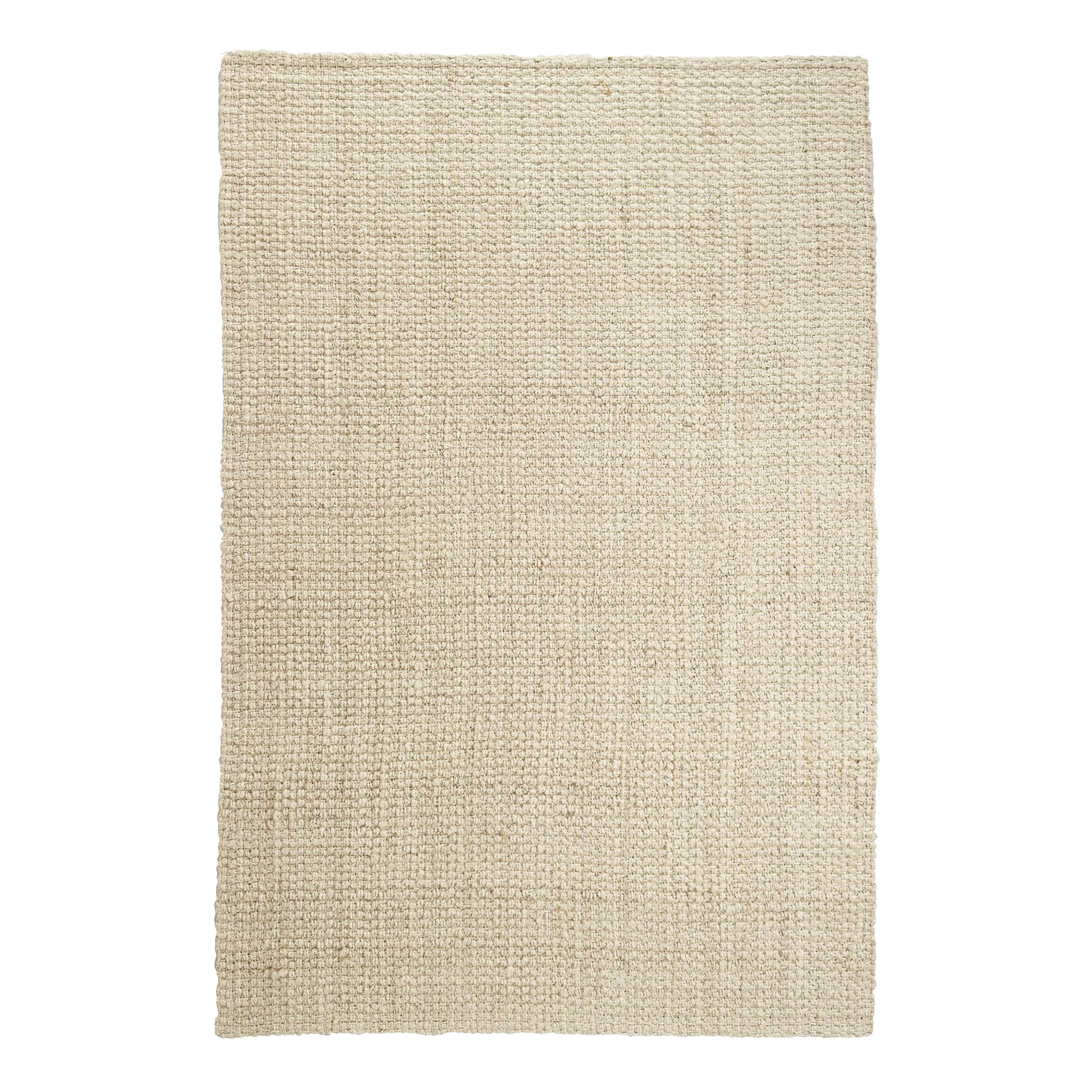 Bleached Ivory Basket Weave Jute Area Rug | World Market