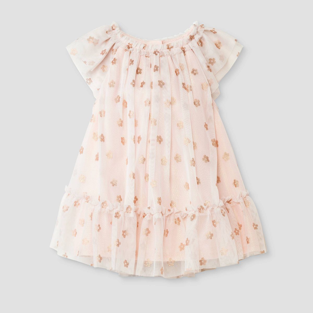 Baby Girls' Spring Floral Printed Tulle Dress - Cat & Jack™ Peach Orange | Target