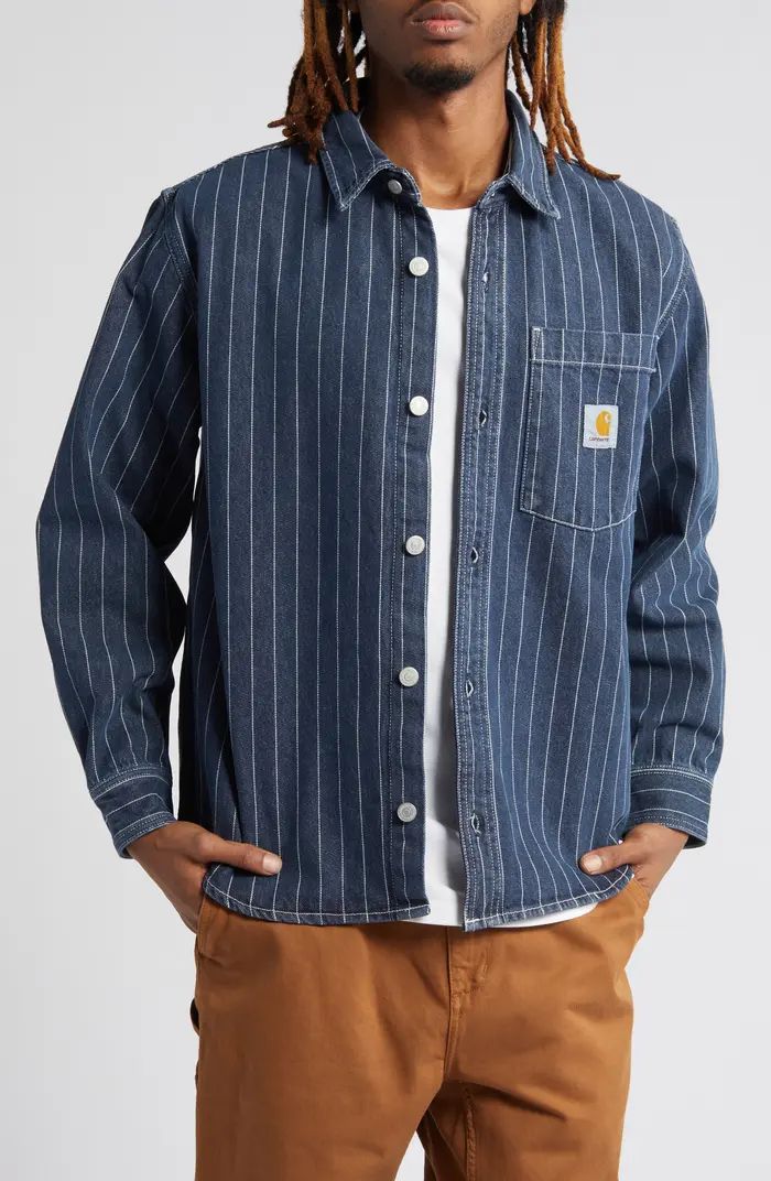 Orlean Stripe Denim Button-Up Shirt Jacket | Nordstrom