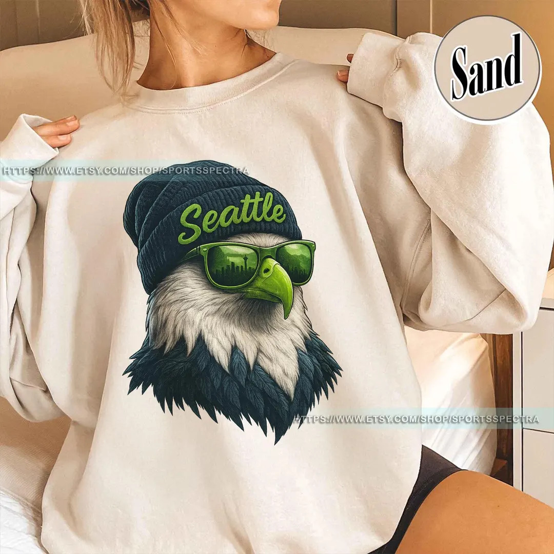 Seattle Football Mascot Sweatshirt T-shirt, Seattle Seahawk Football Crewneck Sweatshirt, Seahawk... | Etsy (US)