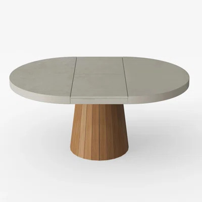 Tailings Oval 39"-55" Round Pedestal Dining Table Wood Extendable Dining Room Table for 4 to 6 Japandi Oval Kitchen Table | Wayfair North America