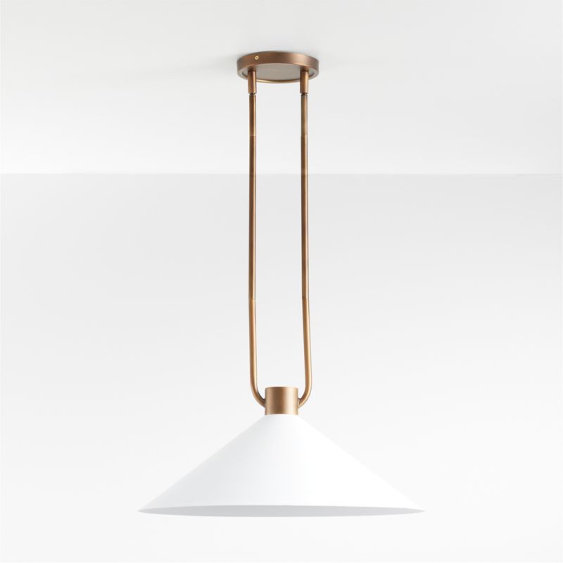 Andre White and Brass Cone Pendant Light | Crate & Barrel | Crate & Barrel