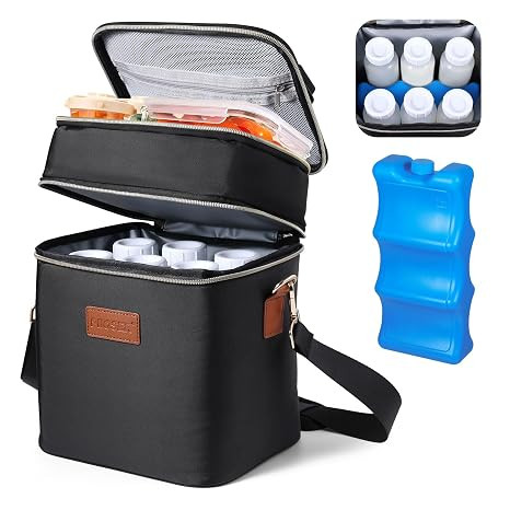 PIIOSER Breastmilk Cooler Bag with Ice Pack Fits 6 Baby Bottles Up to 9 Ounce, Insulated Baby Bot... | Amazon (US)