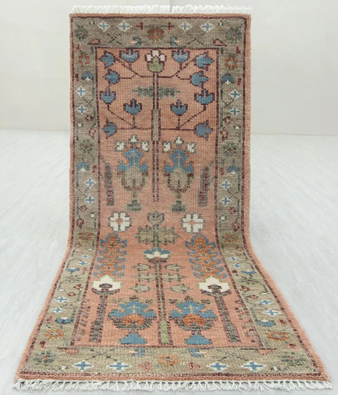 Persian Runner Rug Pink Tree Of Life Hand Knotted Soft Thick Plush Feel Wool Staircase Runner / H... | Etsy (US)