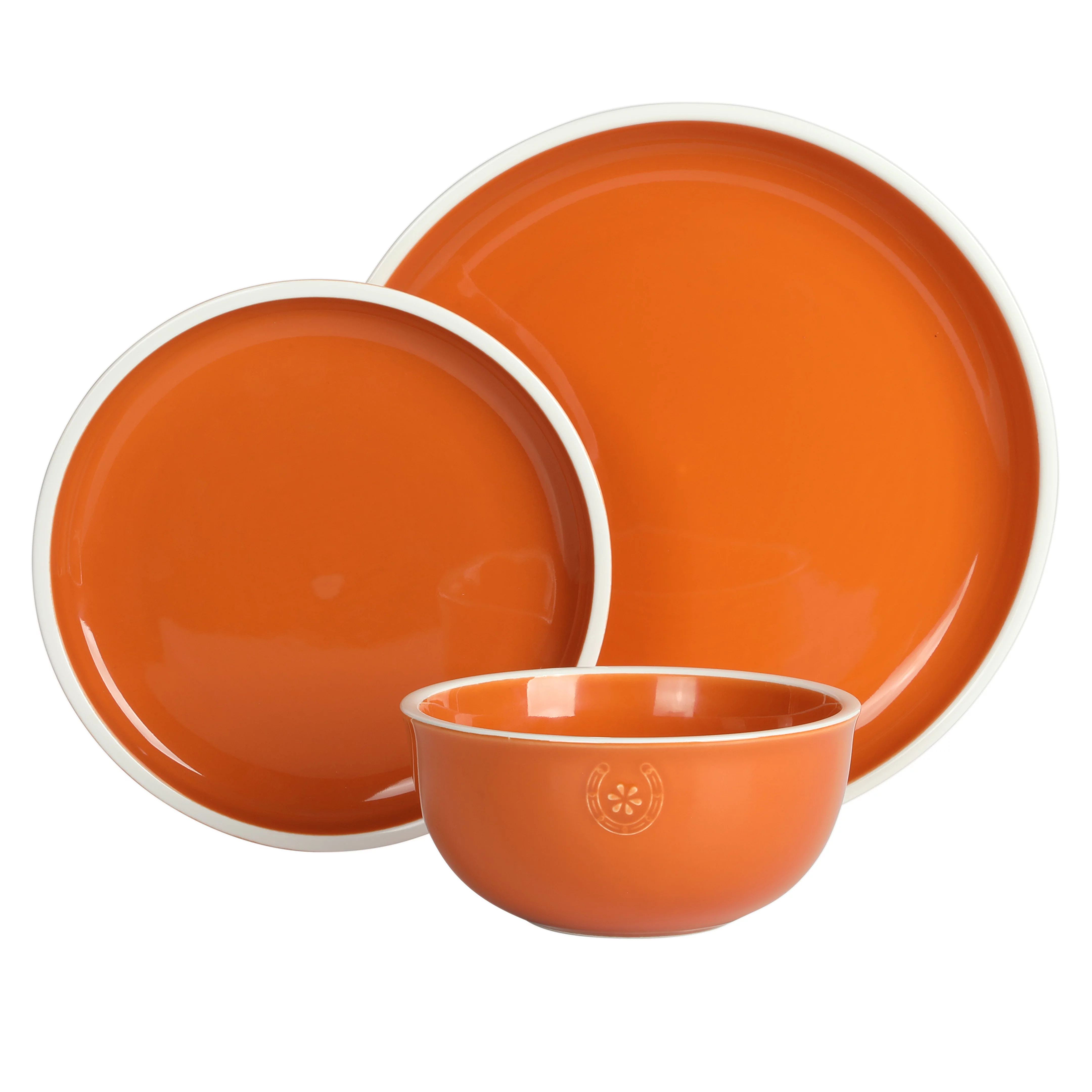 Wanda June Home Southern Sunrise 12-Piece Terra Cotta Solid Color Stoneware with White Rim Dinner... | Walmart (US)