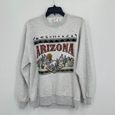 Vtg Arizona Jerzees Sweatshirt L Gray White Cactus Southwest Vintage Crewneck  | eBay | eBay US