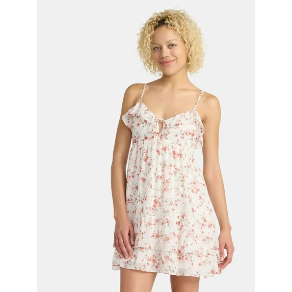 No Boundaries Ruffle Tier Mini Dress, Women's | Walmart (US)