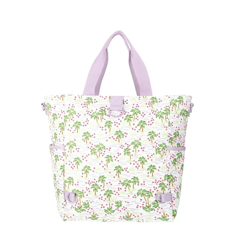 No Boundaries Beach Cooler Tote Bag, White Palm, Women’s | Walmart (US)