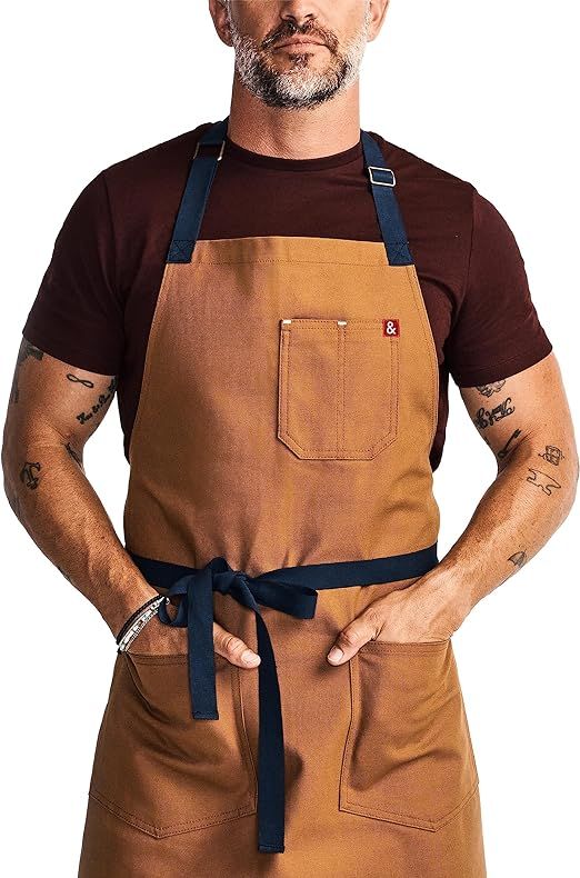 Hedley & Bennett Denver Brown Essential Apron - Professional Chef Apron with Pockets and Adjustab... | Amazon (US)