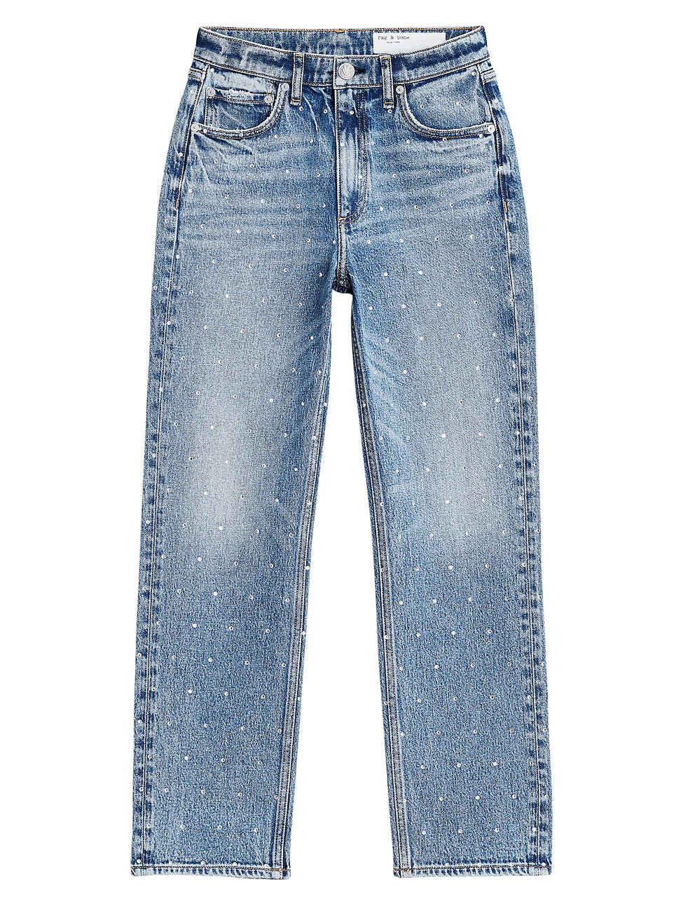 Women's Harlow Jeweled Mid-Rise Straight Ankle Jeans - Everly Jewel - Size 34 | Saks Fifth Avenue
