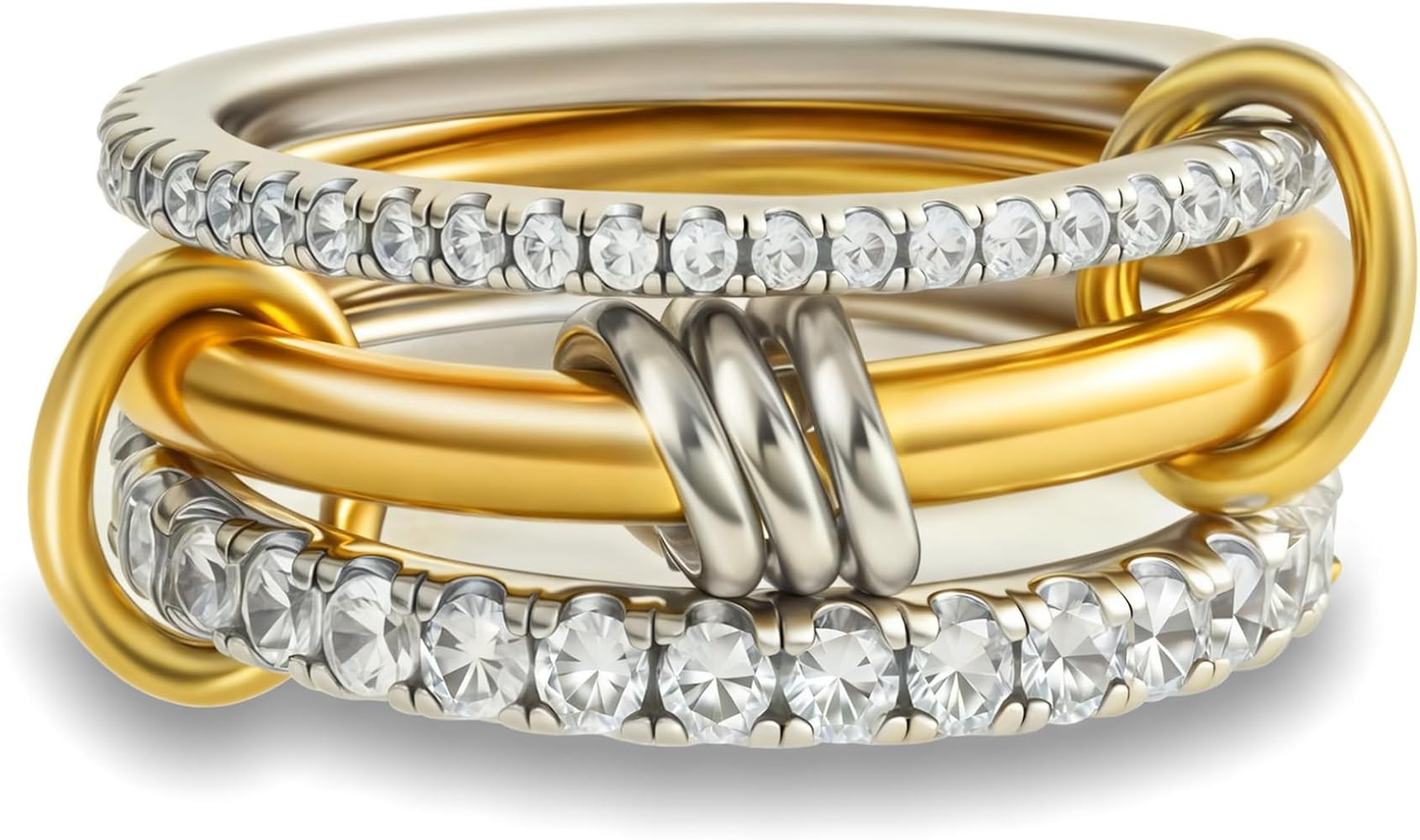 Gold Stackable Rings for Women Non Tarnish, 18k Gold Plated Cubic Zirconia Rings, Silver Gold Mul... | Amazon (US)