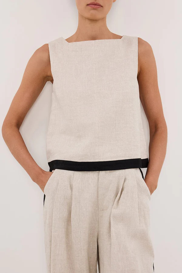 EBONY NATURAL LINEN TOP | DISSH