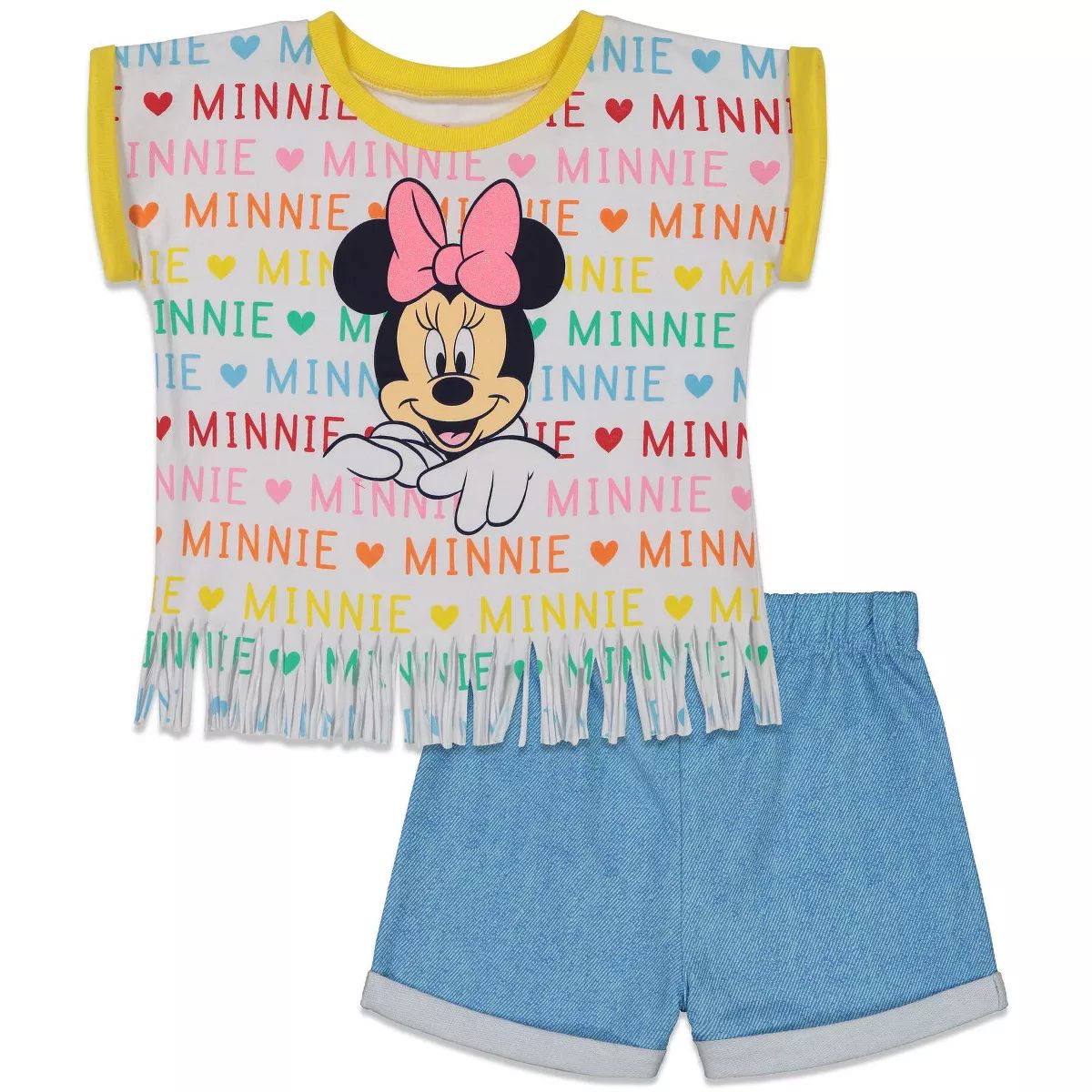 Disney Minnie Mouse Mickey Mouse T-Shirt and French Terry Shorts Outfit Set Toddler to Little Kid | Target