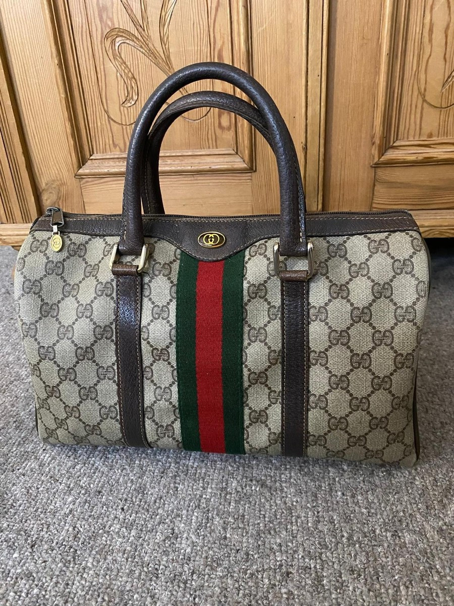 Vintage Gucci Accessory Collection Boston Bag GG Monogram Web Stripe 1980s | eBay UK