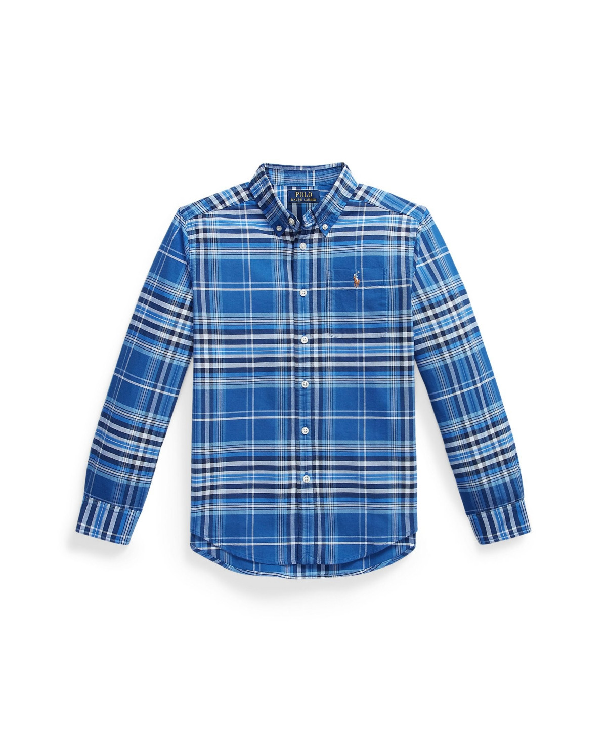 Polo Ralph Lauren Boys 8-20 Plaid Cotton Oxford Shirt - Blue Multi | Macy's