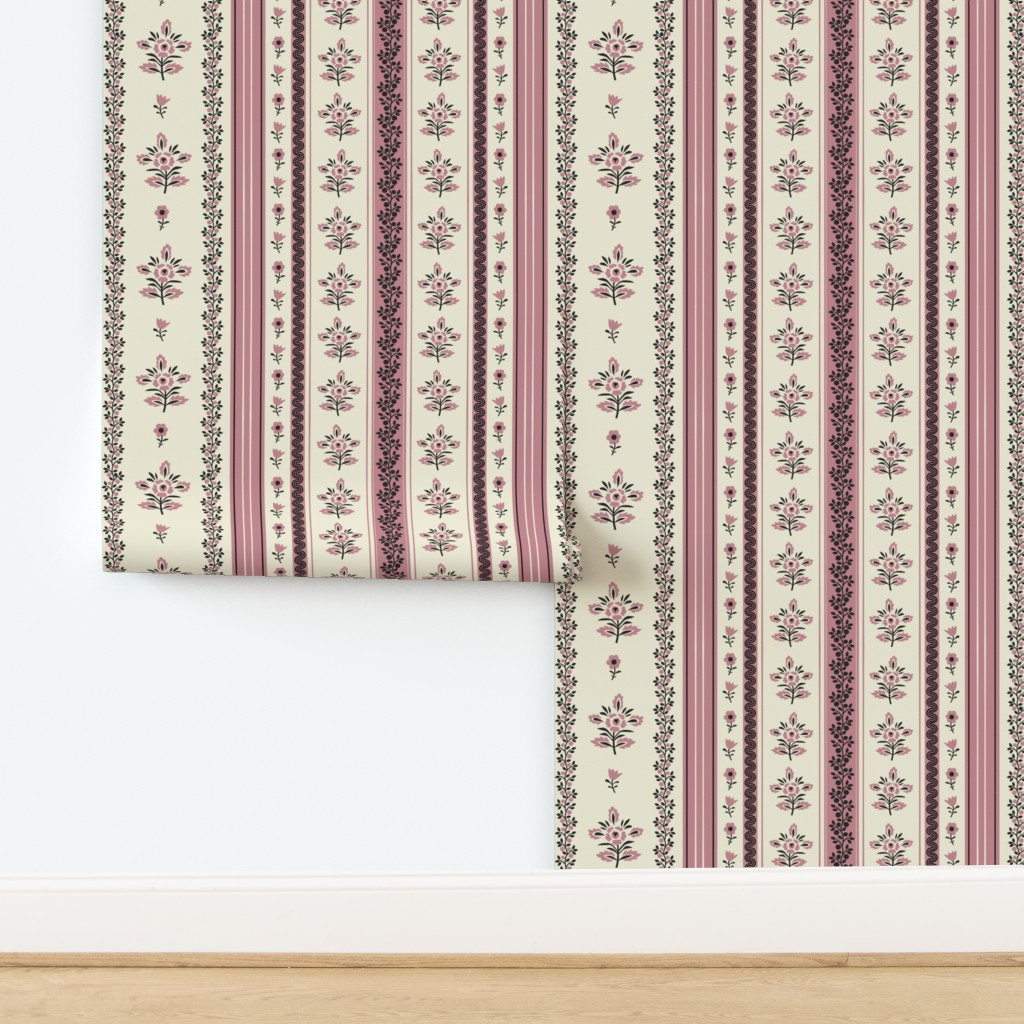 Pemberley Stripe Regency Floral Wallpaper | Spoonflower | Spoonflower