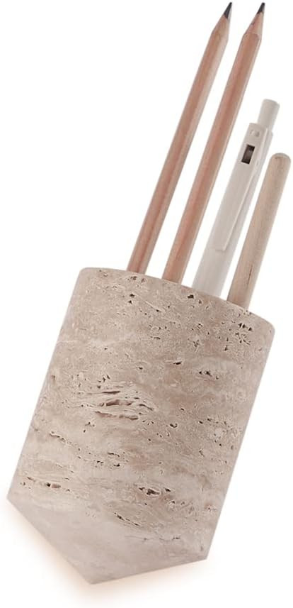 True Natural Travertine Marble Rotating Revolver Pen Holder Stand for Desk - Free Spinning Execut... | Amazon (US)