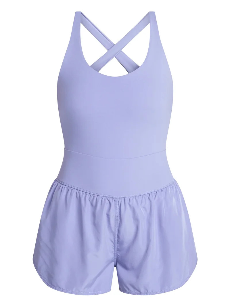 Avia Women's Cross Back Active Buttersoft Romper, Sizes XS-4X | Walmart (US)