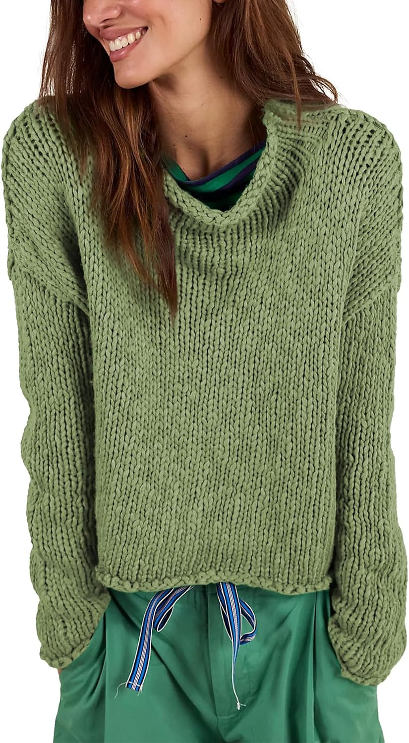 Sweaters for Women Oversized Rolled Neck Trendy Knit Fall Tops | Amazon (US)