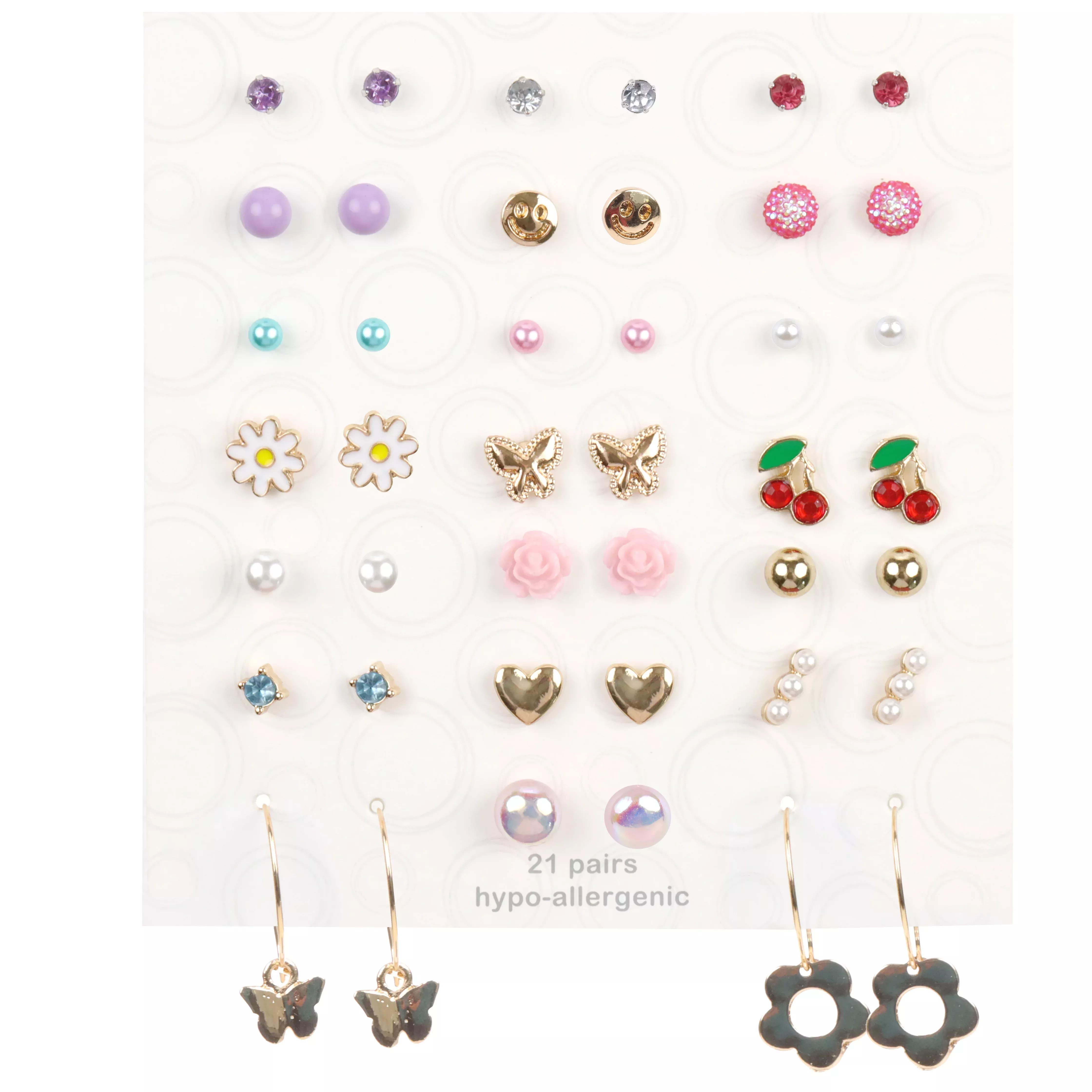 Claire's Girls Treats Stud Earrings Set, Post Back, 10-Pack, 76215 