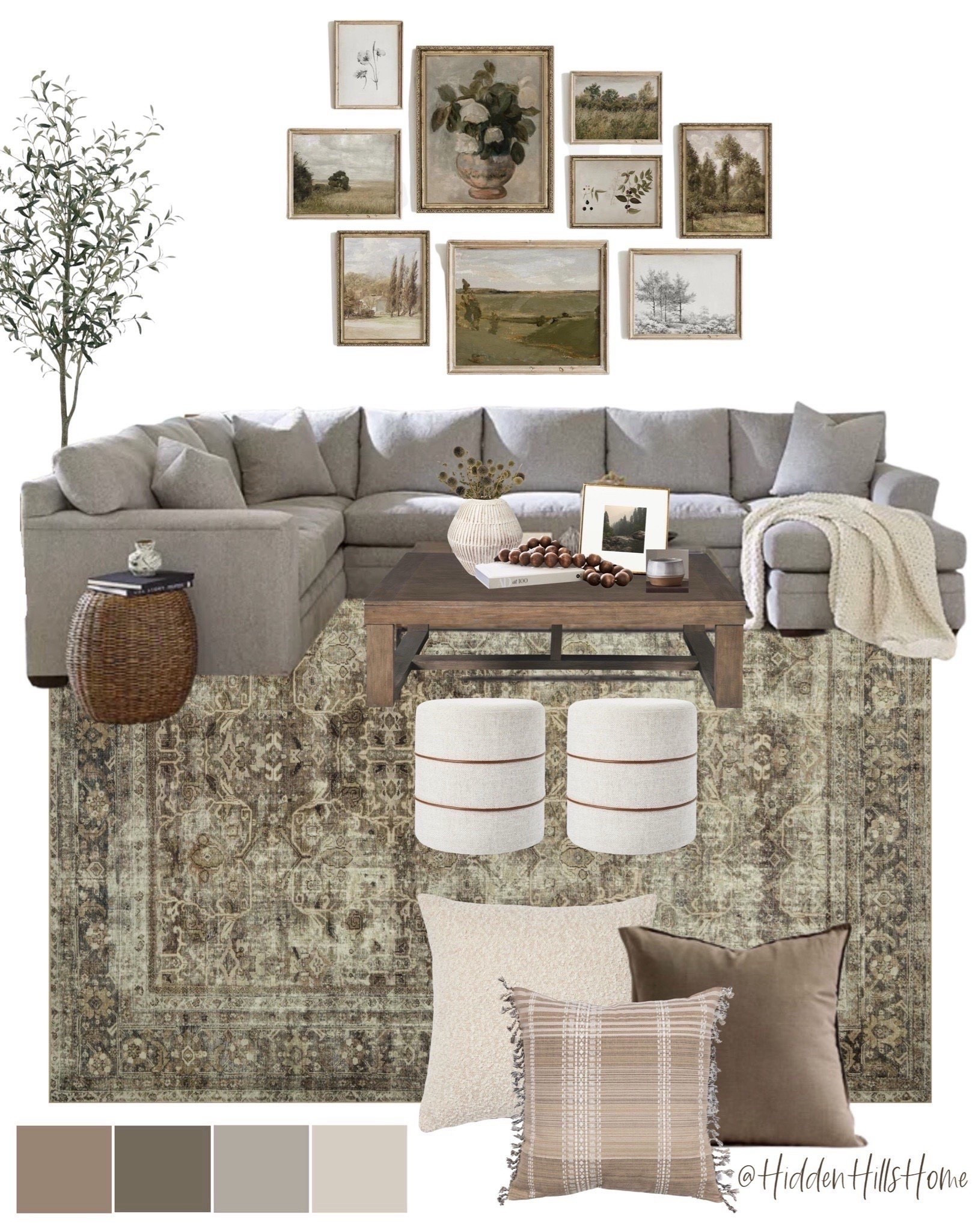 Living room, sectional sofa, living room coffee table, home decor, family room mood board, living room design ideas, living room rug #livingroom