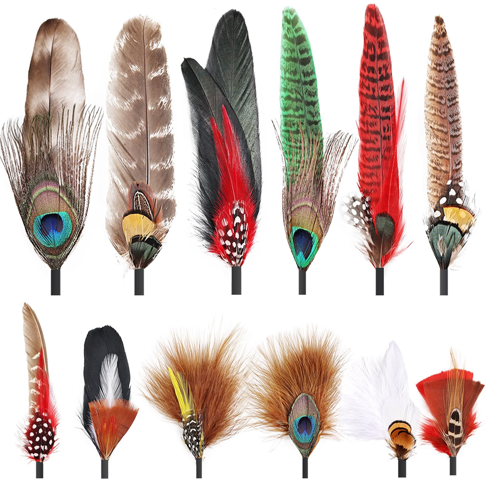 12Pcs Hat Feathers, Assorted Natural Feathers for Hats Colorful Real Feathers Pin for DIY Craft, ... | Amazon (US)