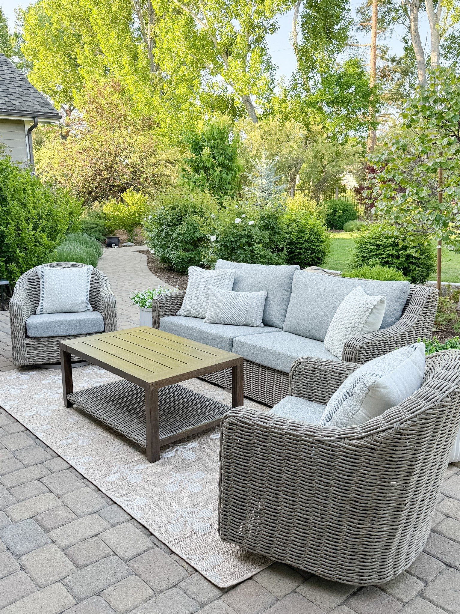 The BEST affordable all-weather wicker patio set!  Many were asking for links to my pillows too, linked those beloww

#LTKOver40 #LTKSeasonal #LTKSummerEdit