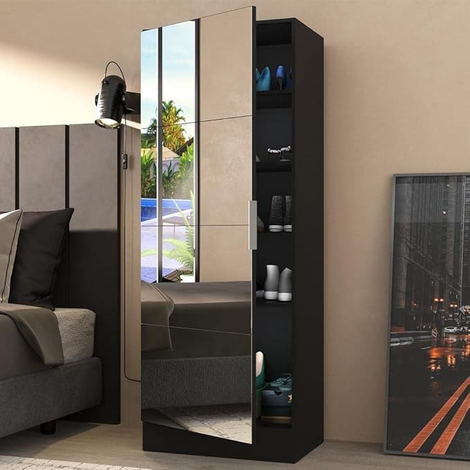 Sapateira 1 Porta com Espelho Jade Plus Multimóveis Preta | Amazon (BR)