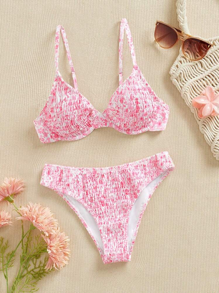 SHEIN Swim Mod Women's Floral Print Beachwear Swimsuit Set For Summer Beach Vacation | SHEIN