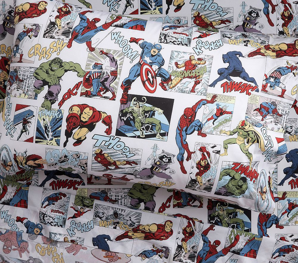 Marvel Heritage Glow-in-the-Dark Cotton Sheet Set | Pottery Barn Kids