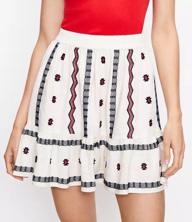 Embroidered Pull On Skirt | LOFT