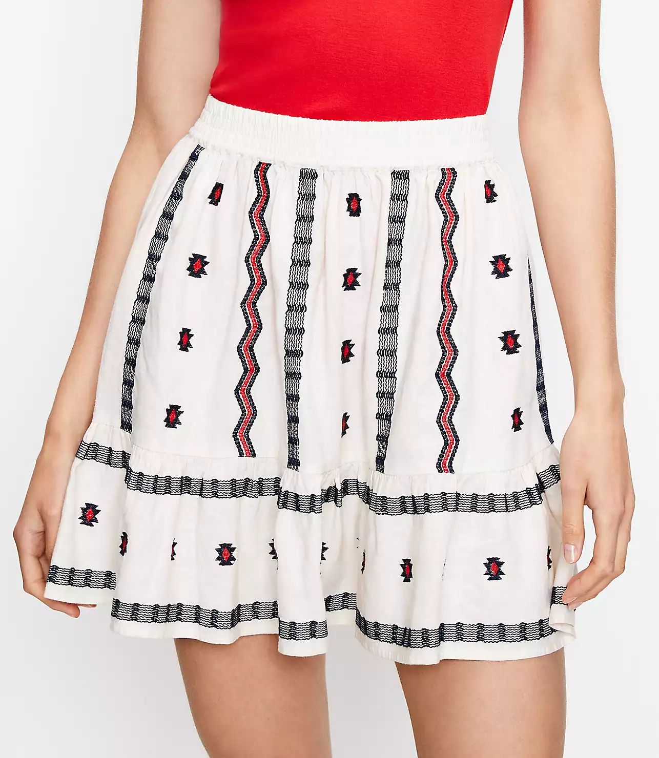 Embroidered Pull On Skirt | LOFT