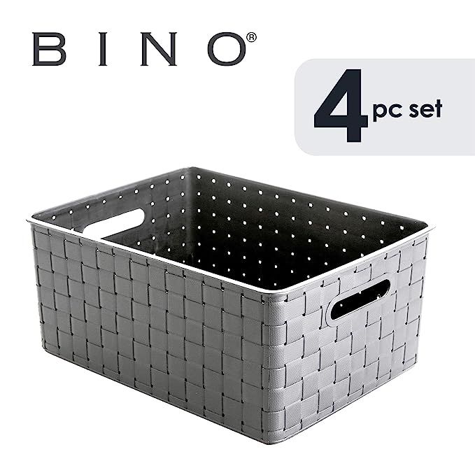 BINO Woven Plastic Storage Basket (4PK- M, Light Grey) | Amazon (US)