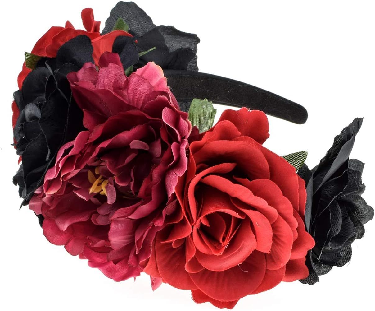 Vividsun Mexican Rose Flower Crown Day of The Dead Floral Crown | Amazon (US)