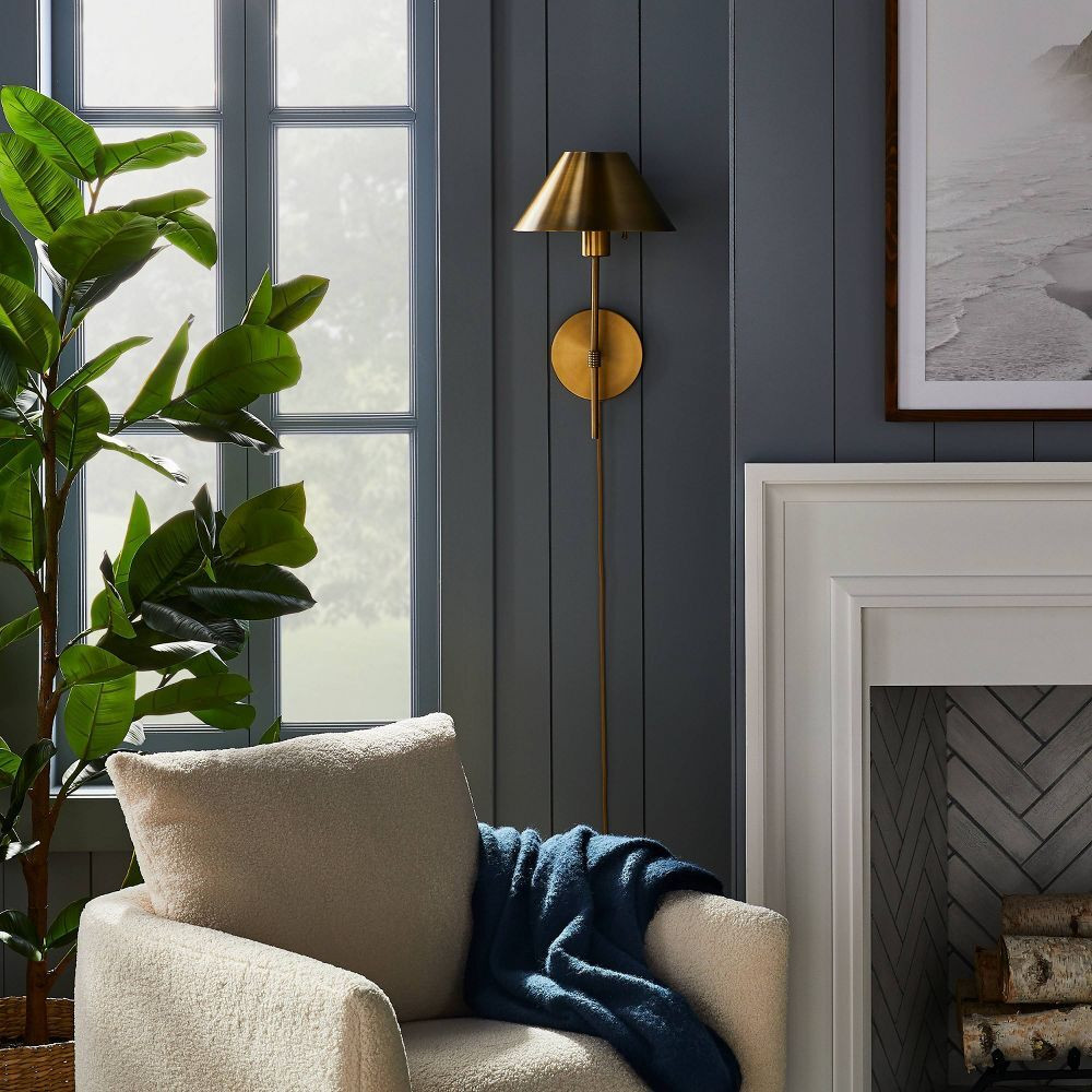 Metal Sconce Wall Light (Includes LED Light Bulb) Brass - Threshold designed 702992880454 | eBay | eBay US