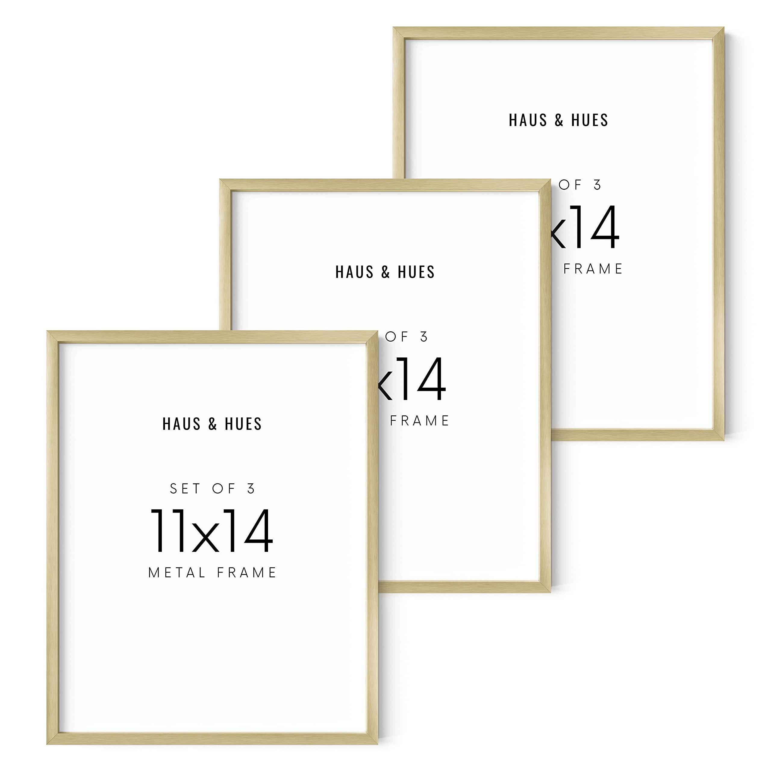 HAUS AND HUES Gold Picture Frames 11x14 - Gold Frames 11x14 Picture Frame Set of 3, Diploma Frame... | Amazon (US)