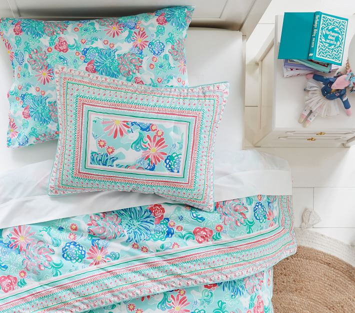 Lilly Pulitzer Unicorns in Bloom Comforter & Shams | Pottery Barn Kids