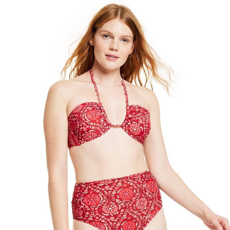 Women's Zinnia Floral Print Bandeau Halter Bikini Top - RHODE x Target Red | Target