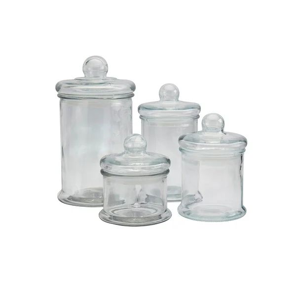 Mason Craft & More Apothecary Skinny Clear Glass Jars w/ Glass Lids - Set of 4 - N/A | Bed Bath & Beyond