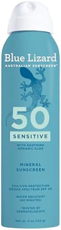 Blue Lizard Sensitive Mineral SPF 50 Spray, Dermatologist-Recommended Brand, Broad-Spectrum UVA/U... | Amazon (US)