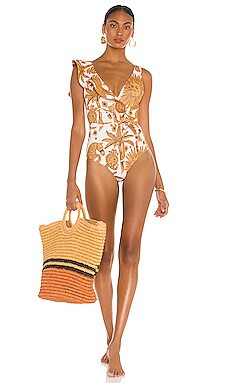 Johanna Ortiz High Noon One Piece in Macondo Ecru & Esoteric Yellow from Revolve.com | Revolve Clothing (Global)