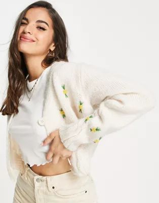 Raga Cadence cropped embroidered cardigan in ivory | ASOS (Global)